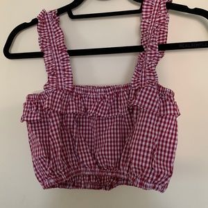 Plaid Frilled Crop Top
